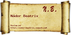 Nádor Beatrix névjegykártya